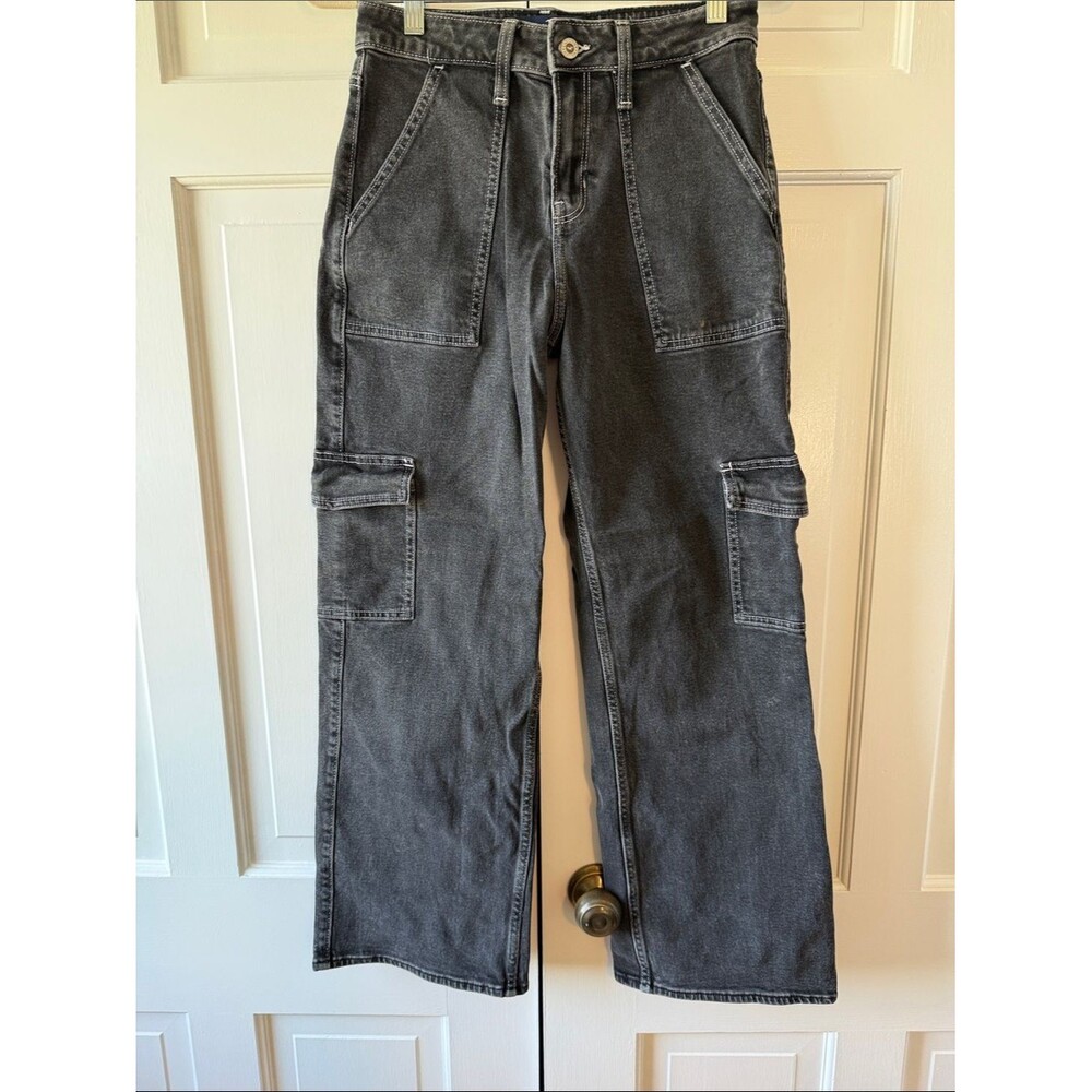 Hollister High-Rise Vintage Baggy Women's Washed Black Cargo Jeans 3S